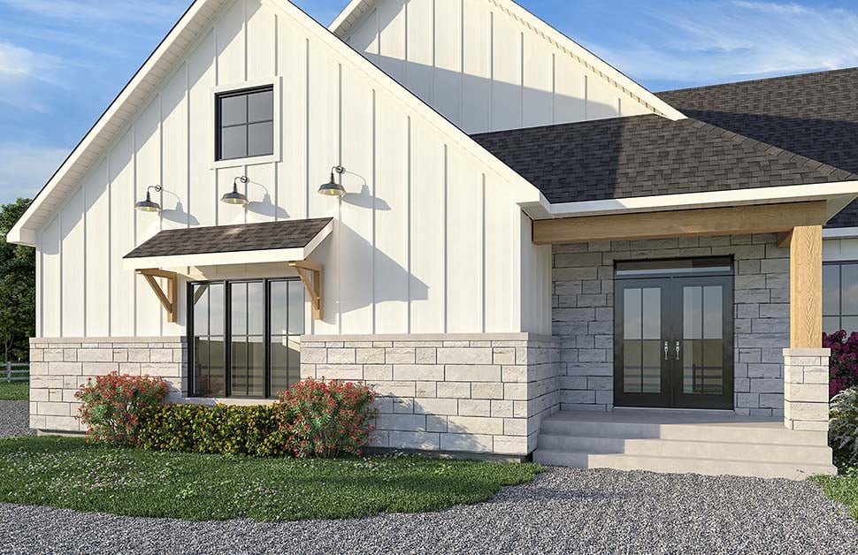 Country, Farmhouse, Ranch Plan with 2039 Sq. Ft., 3 Bedrooms, 2 Bathrooms, 1 Car Garage Picture 3