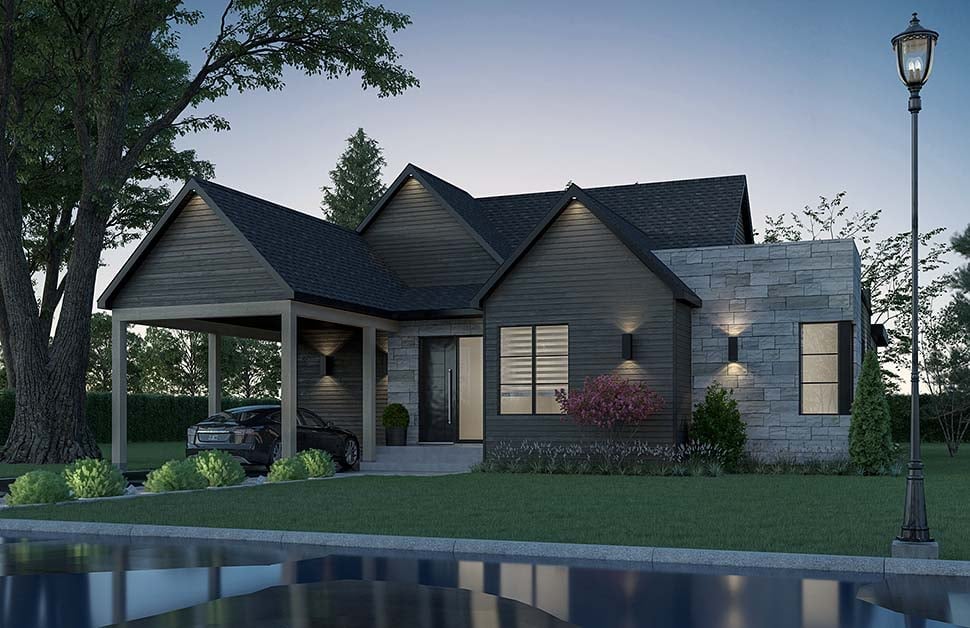 Bungalow, Contemporary, Modern Plan with 1555 Sq. Ft., 2 Bedrooms, 1 Bathrooms, 1 Car Garage Picture 4
