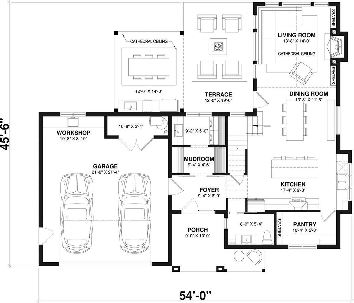 House Plan 81866 Level One