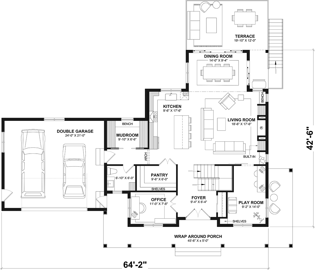 House Plan 81881 Level One