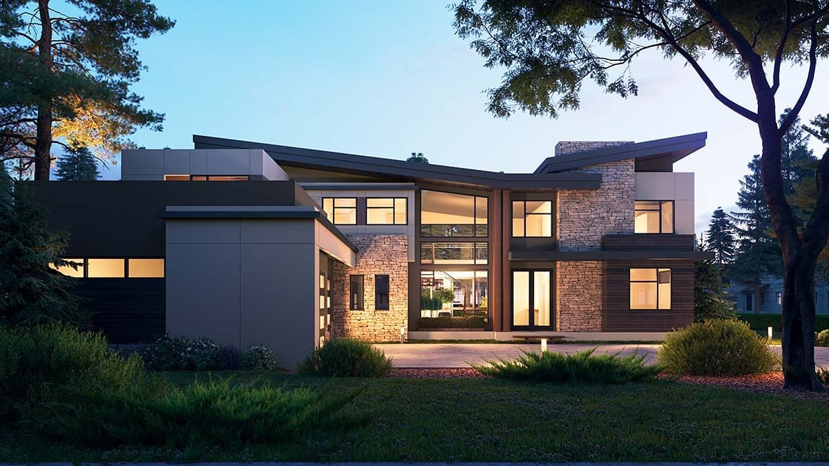 Contemporary, Modern Plan with 4098 Sq. Ft., 4 Bedrooms, 6 Bathrooms, 3 Car Garage Picture 2