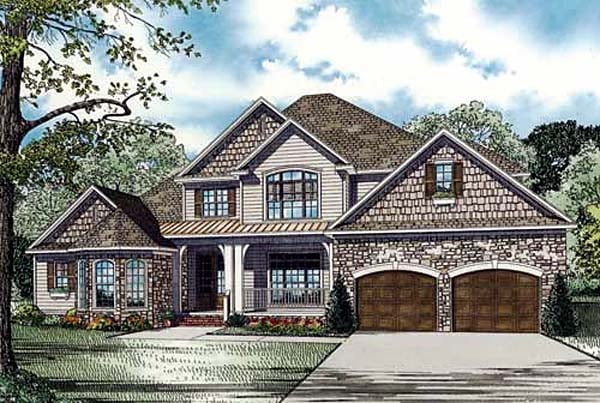 Craftsman Plan with 3990 Sq. Ft., 4 Bedrooms, 3 Bathrooms, 2 Car Garage Elevation