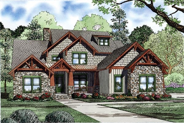 European Plan with 3600 Sq. Ft., 4 Bedrooms, 3 Bathrooms, 3 Car Garage Elevation