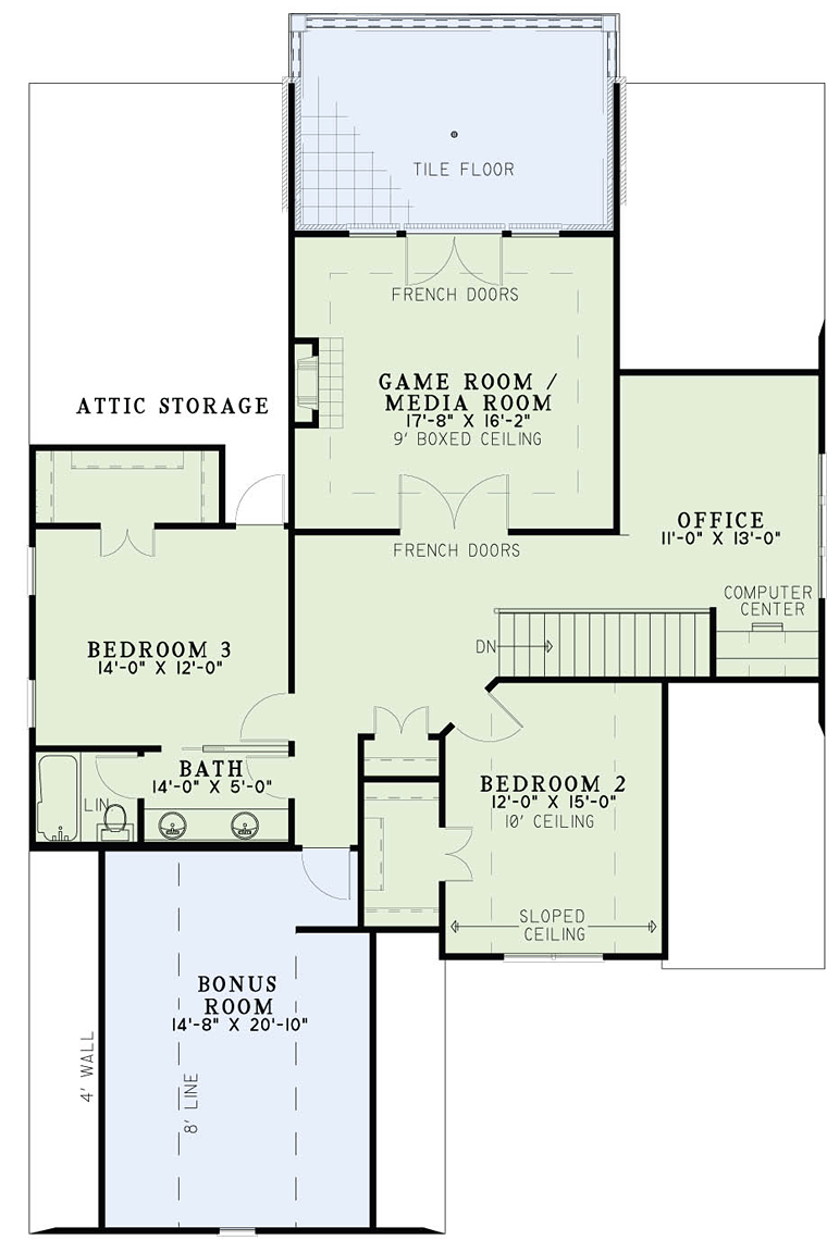 European, Tudor House Plan 82340 with 4 Bed, 3 Bath, 2 Car Garage Level Two