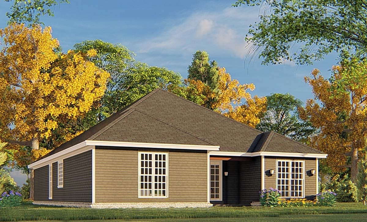 Traditional House Plan 82365 with 3 Bed, 2 Bath, 2 Car Garage Rear Elevation