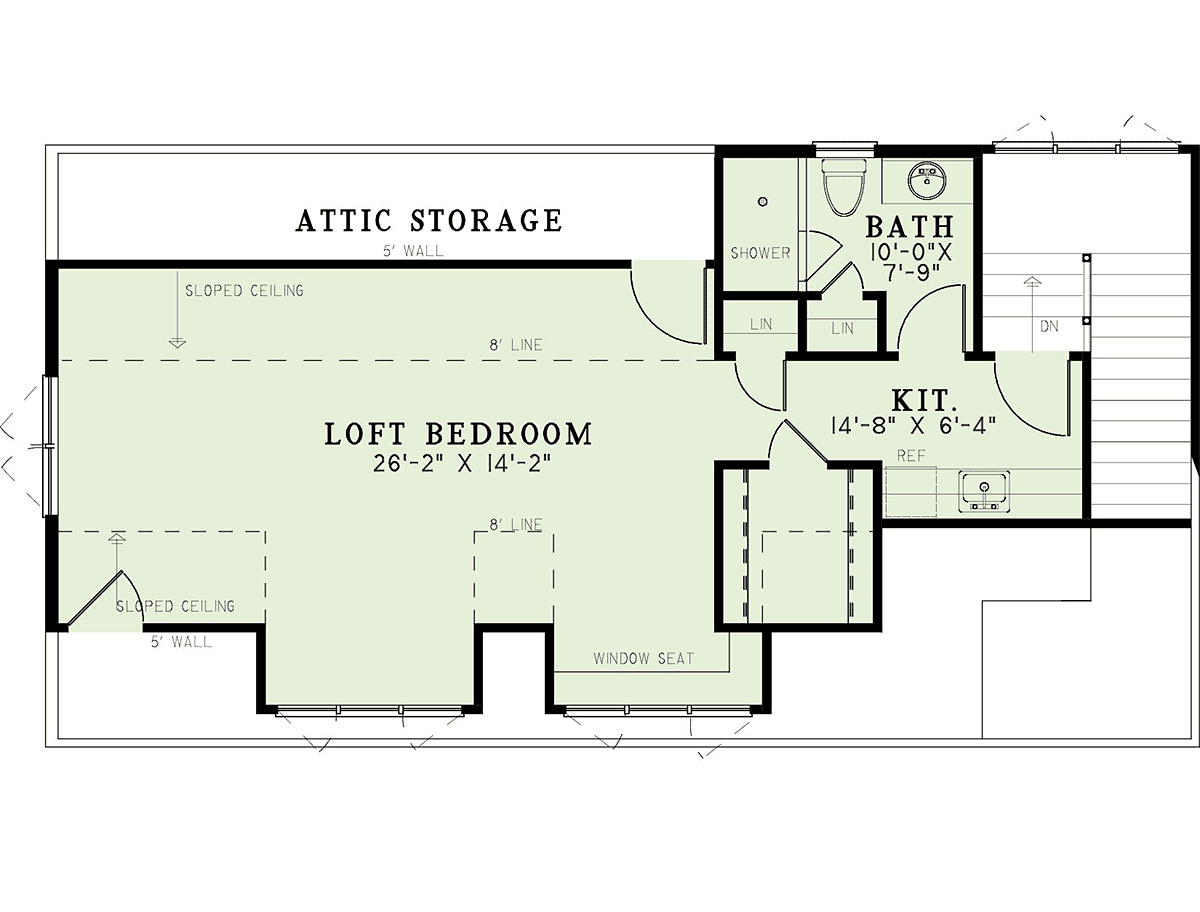 Garage-Living Plan 82384 Level Two