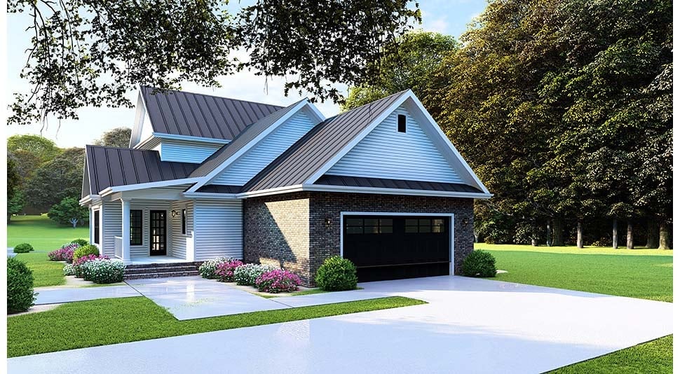 Country, Farmhouse, Southern Plan with 2268 Sq. Ft., 4 Bedrooms, 3 Bathrooms, 2 Car Garage Rear Elevation