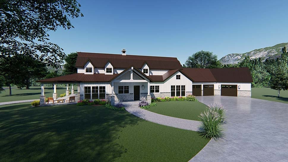 Contemporary, Country, Southern Plan with 3414 Sq. Ft., 3 Bedrooms, 4 Bathrooms, 3 Car Garage Picture 2