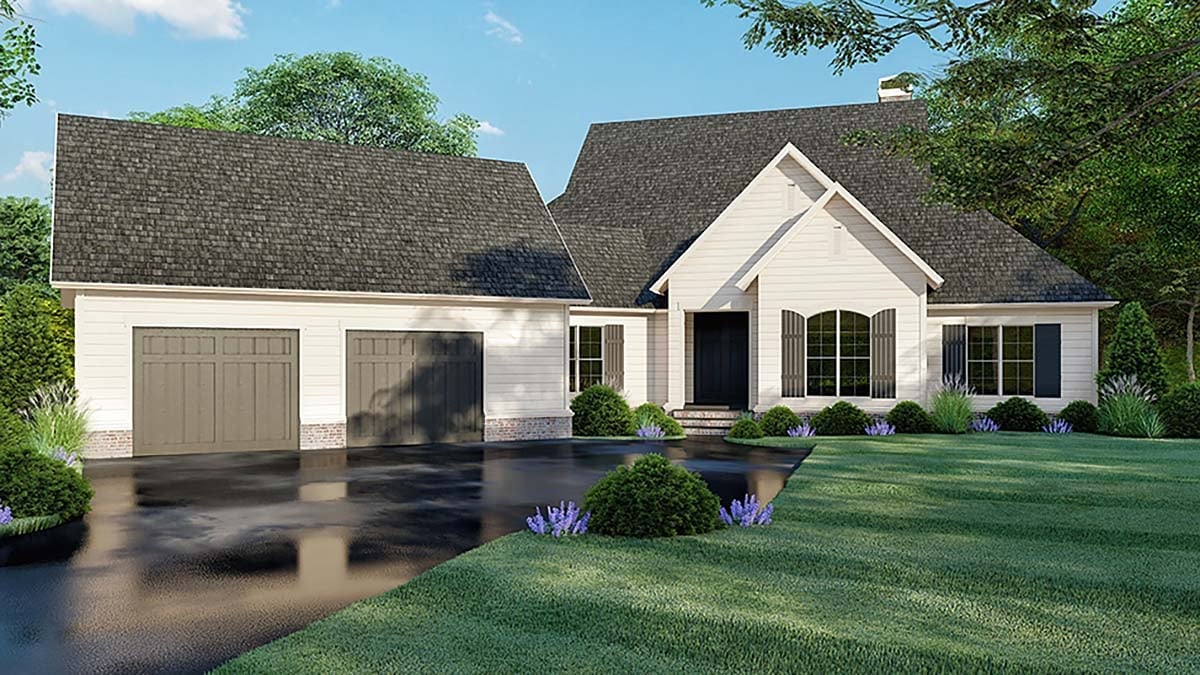 Country, Farmhouse, Southern Plan with 3004 Sq. Ft., 3 Bedrooms, 4 Bathrooms, 2 Car Garage Elevation