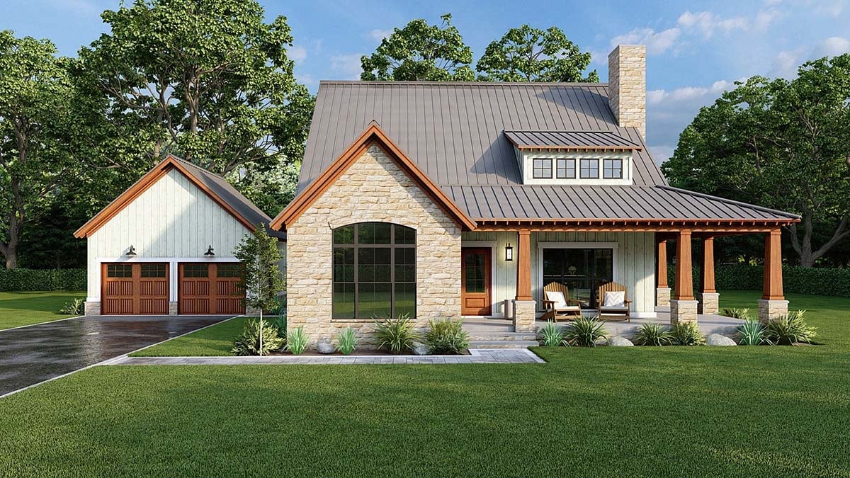 Bungalow, Country, Craftsman, Farmhouse Plan with 2006 Sq. Ft., 3 Bedrooms, 3 Bathrooms, 2 Car Garage Elevation