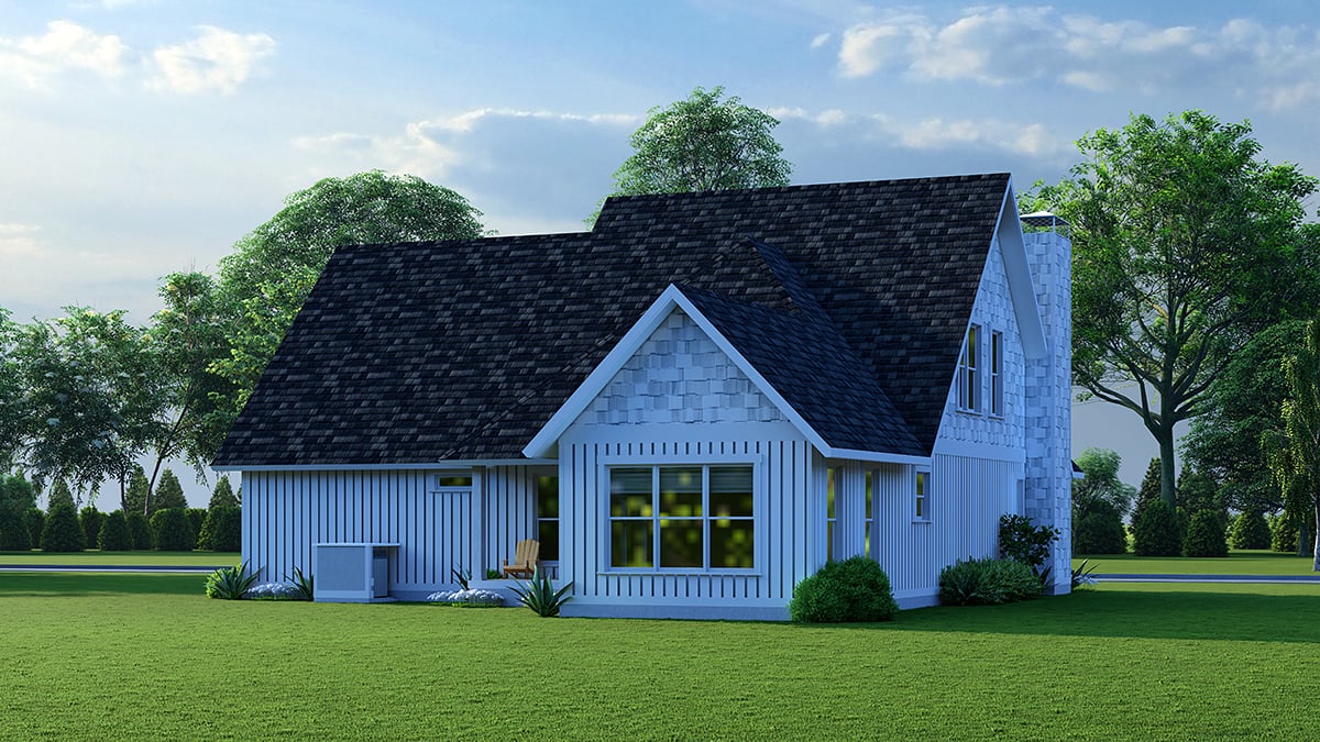 Bungalow, Coastal, Country, Craftsman, Farmhouse, Southern, Traditional Plan with 1986 Sq. Ft., 3 Bedrooms, 3 Bathrooms, 2 Car Garage Rear Elevation