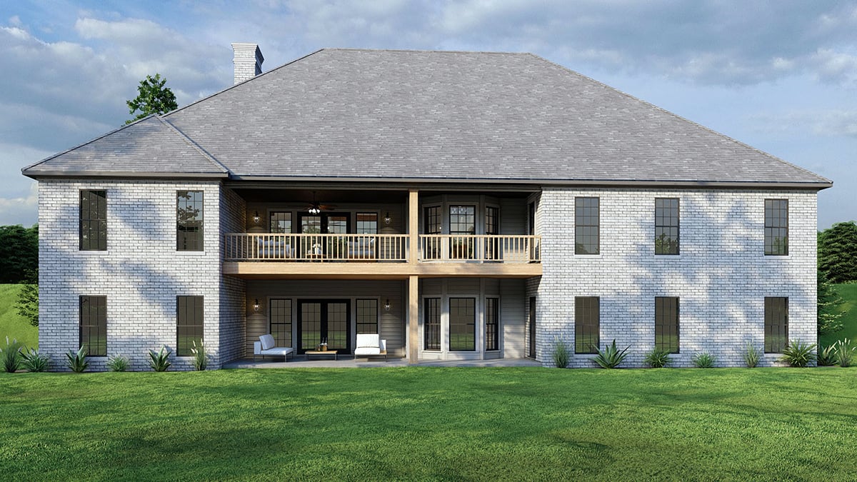 Coastal, French Country, Traditional Plan with 3012 Sq. Ft., 4 Bedrooms, 4 Bathrooms, 3 Car Garage Rear Elevation