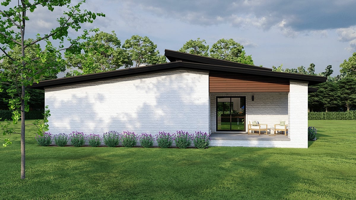 Contemporary, Modern Plan with 1881 Sq. Ft., 3 Bedrooms, 3 Bathrooms Rear Elevation