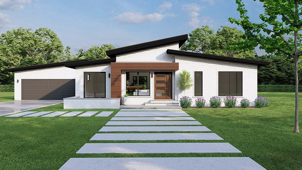 Contemporary, Modern Plan with 1881 Sq. Ft., 3 Bedrooms, 3 Bathrooms, 2 Car Garage Elevation