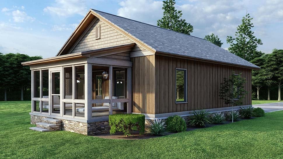 Bungalow, Coastal, Country, Craftsman, Farmhouse, Southern, Traditional Plan with 1071 Sq. Ft., 2 Bedrooms, 2 Bathrooms Picture 4