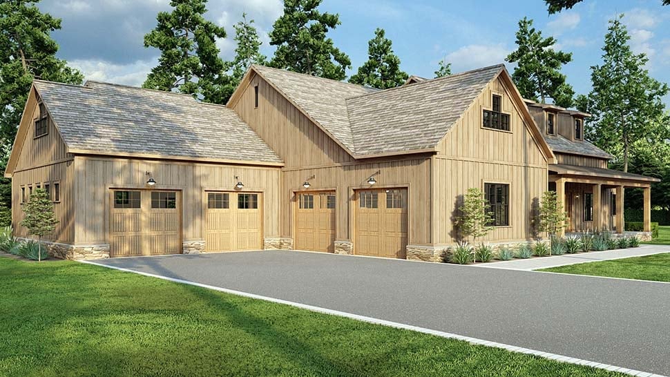 Bungalow, Country, Craftsman, Farmhouse, Southern, Traditional Plan with 2173 Sq. Ft., 3 Bedrooms, 3 Bathrooms, 4 Car Garage Picture 4