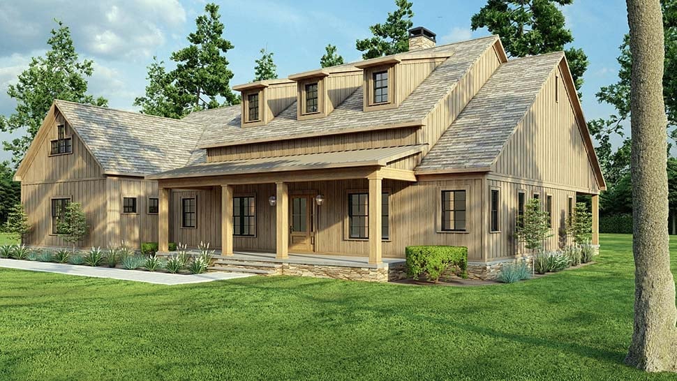 Bungalow, Country, Craftsman, Farmhouse, Southern, Traditional Plan with 2173 Sq. Ft., 3 Bedrooms, 3 Bathrooms, 4 Car Garage Picture 5