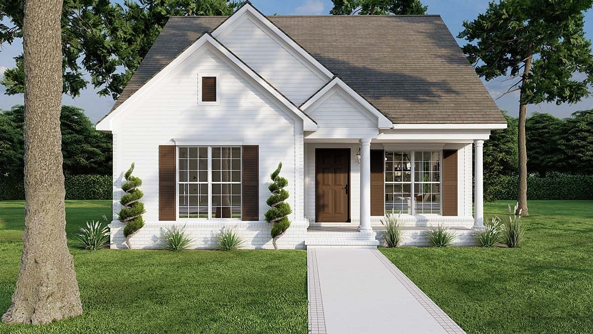 Country, Southern, Traditional Plan with 1265 Sq. Ft., 3 Bedrooms, 2 Bathrooms Elevation