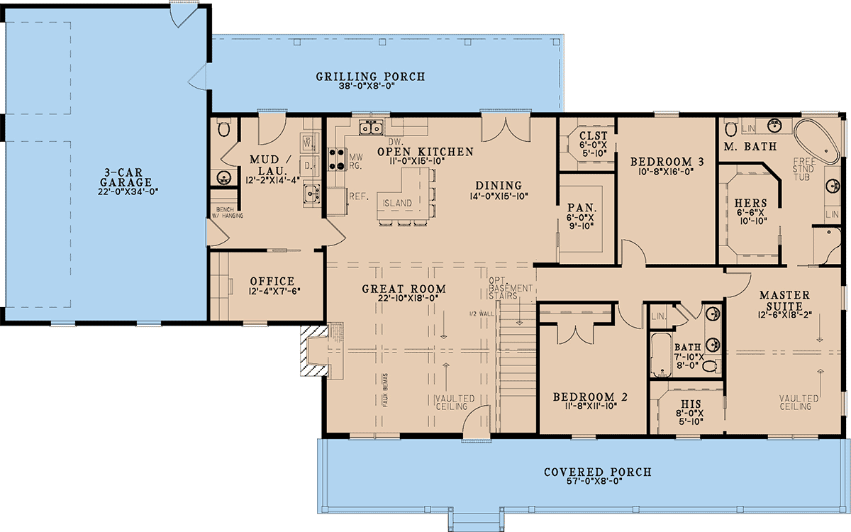 House Plan 82738 Level One