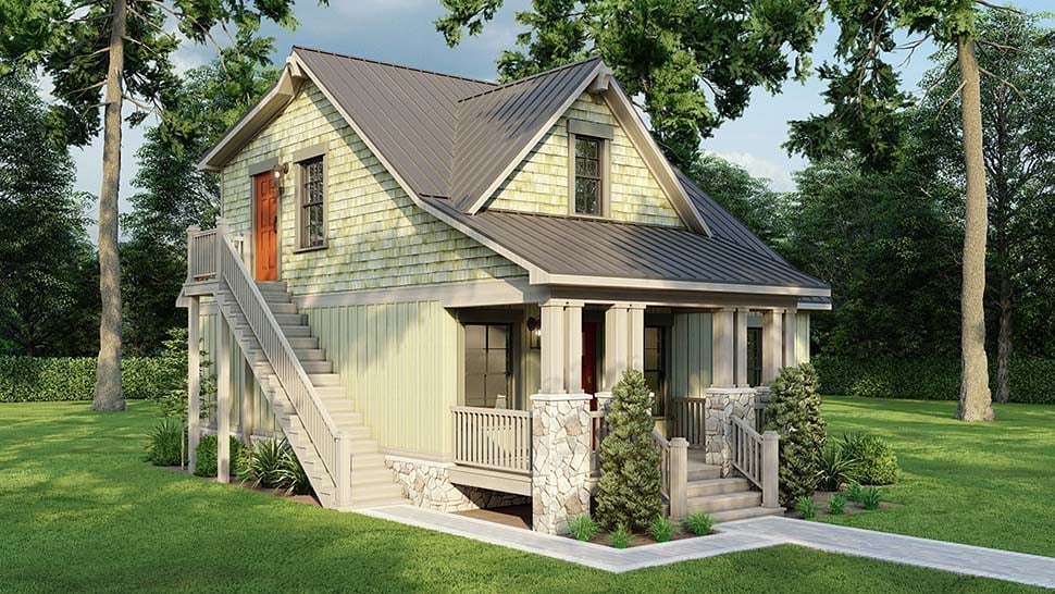 Coastal, Cottage, Country, Southern Plan with 1345 Sq. Ft., 2 Bedrooms, 2 Bathrooms Picture 4
