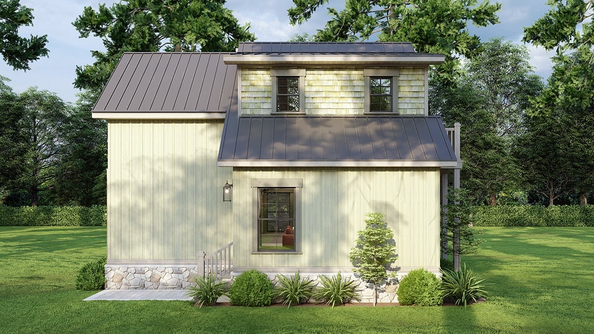 Coastal, Cottage, Country, Southern Plan with 1345 Sq. Ft., 2 Bedrooms, 2 Bathrooms Rear Elevation
