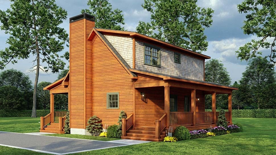 Cabin, Coastal, Country Plan with 1039 Sq. Ft., 2 Bedrooms, 2 Bathrooms Picture 7