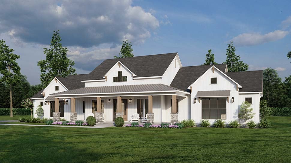 Barndominium, Farmhouse Plan with 2930 Sq. Ft., 4 Bedrooms, 4 Bathrooms, 3 Car Garage Picture 5