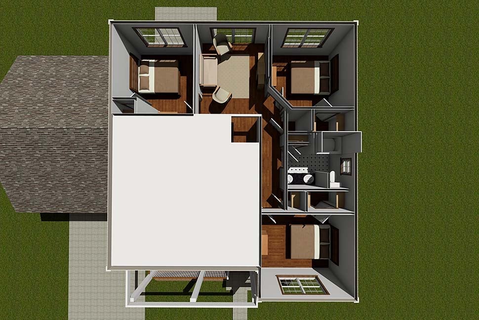 Cottage, Traditional Plan with 1888 Sq. Ft., 4 Bedrooms, 3 Bathrooms, 2 Car Garage Picture 8