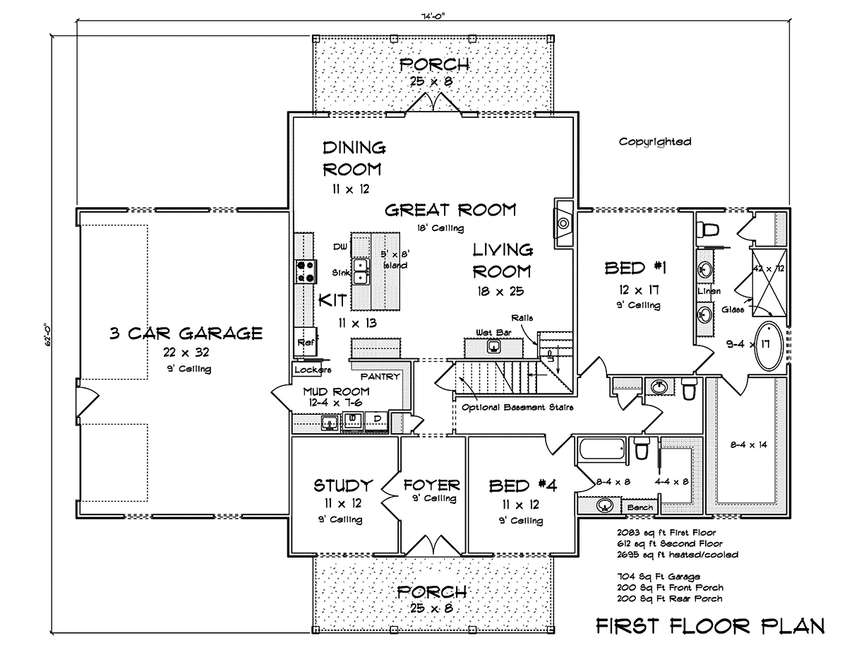 House Plan 82854 Level One