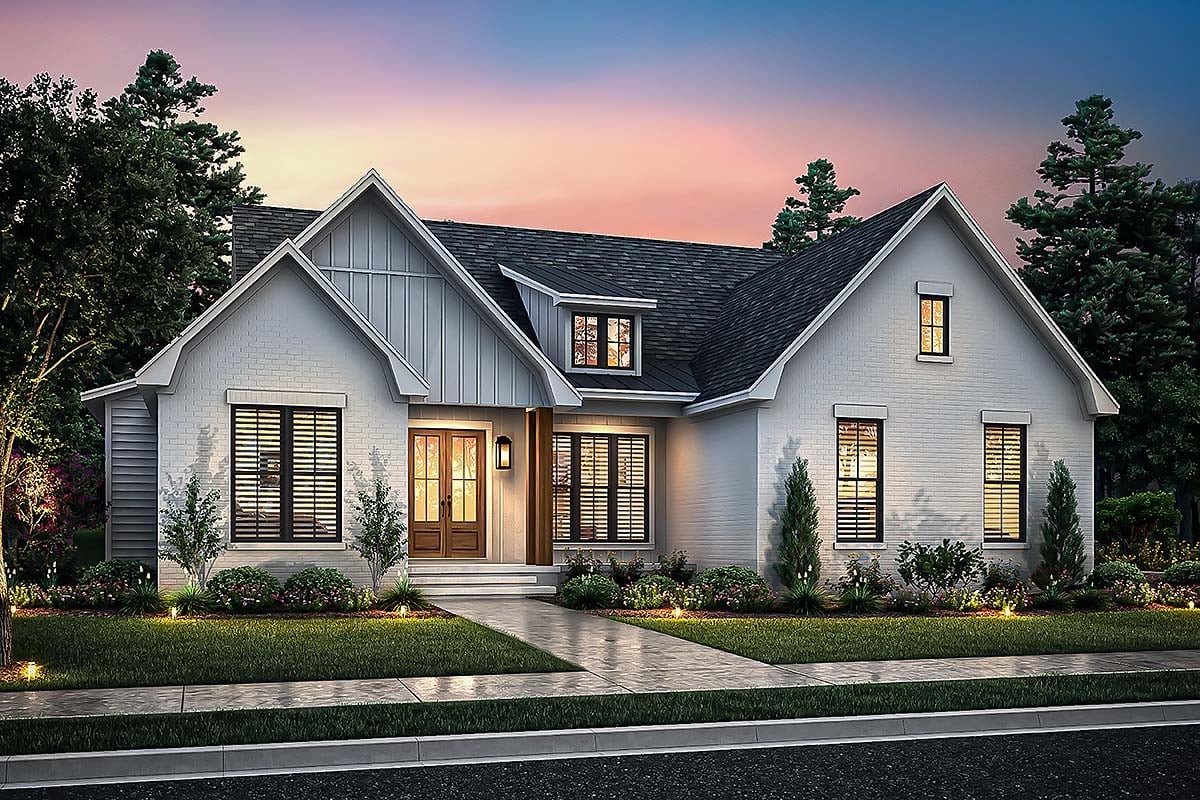 Country, Farmhouse, Traditional Plan with 1800 Sq. Ft., 4 Bedrooms, 2 Bathrooms, 2 Car Garage Elevation