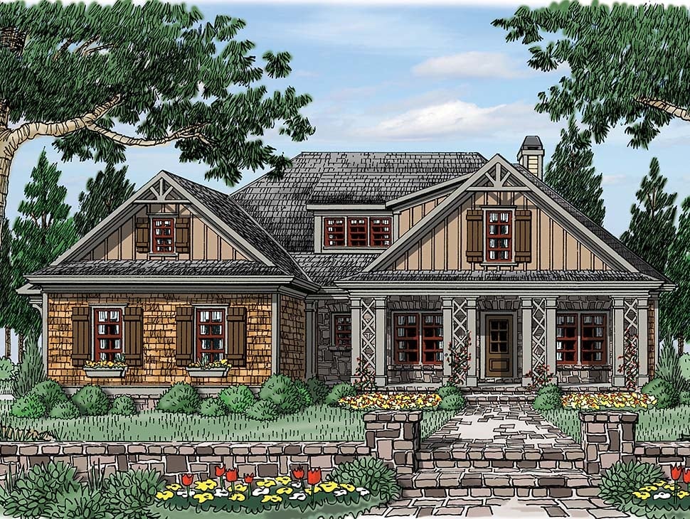 Bungalow, Craftsman, Tudor, Victorian Plan with 2295 Sq. Ft., 4 Bedrooms, 3 Bathrooms, 2 Car Garage Picture 3