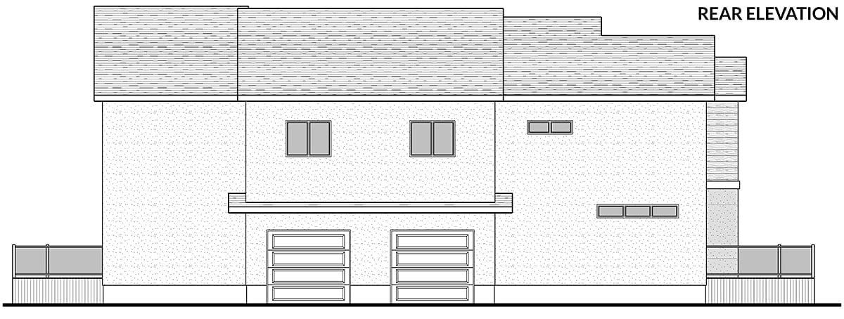 Farmhouse Plan with 4395 Sq. Ft., 6 Bedrooms, 6 Bathrooms, 2 Car Garage Rear Elevation