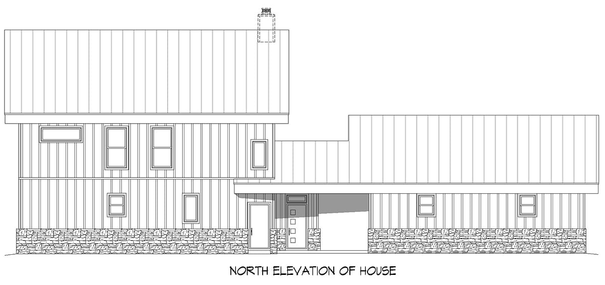 Contemporary, Modern Plan with 3212 Sq. Ft., 4 Bedrooms, 3 Bathrooms, 2 Car Garage Rear Elevation