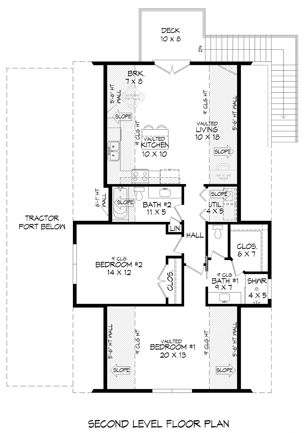 Garage-Living Plan 83418 Level Two