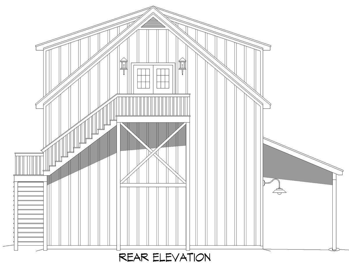 Garage-Living Plan 83418 Rear Elevation