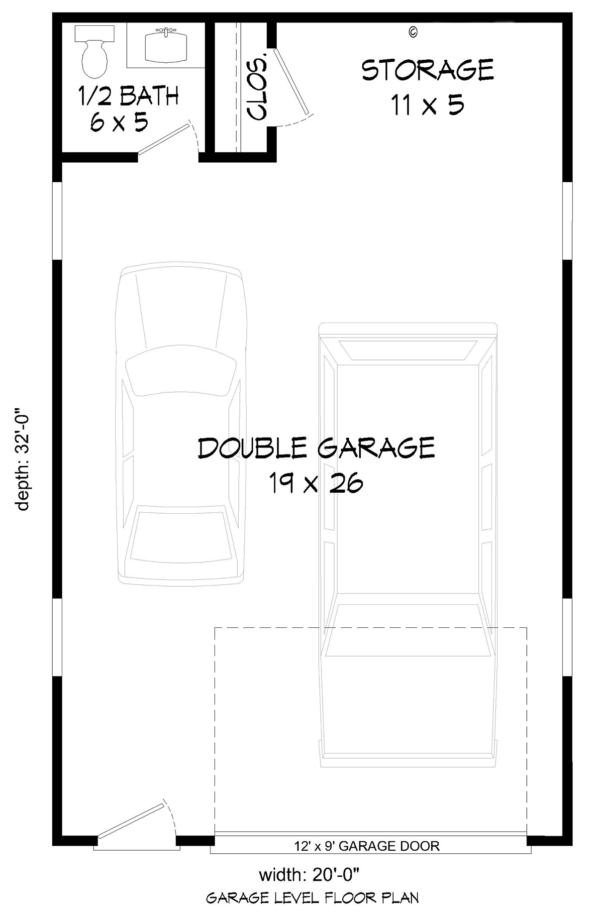 Garage Plan 83421 - 2 Car Garage Level One