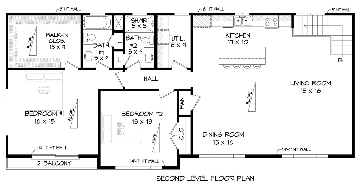 Garage-Living Plan 83423 Level Two