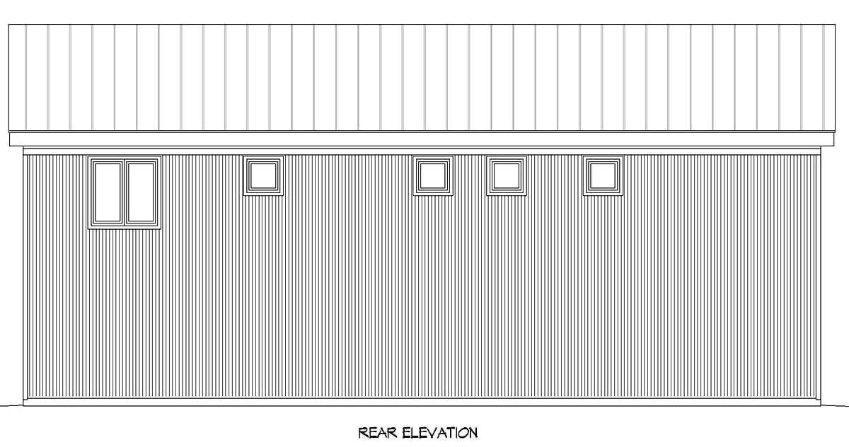 Garage-Living Plan 83423 Rear Elevation