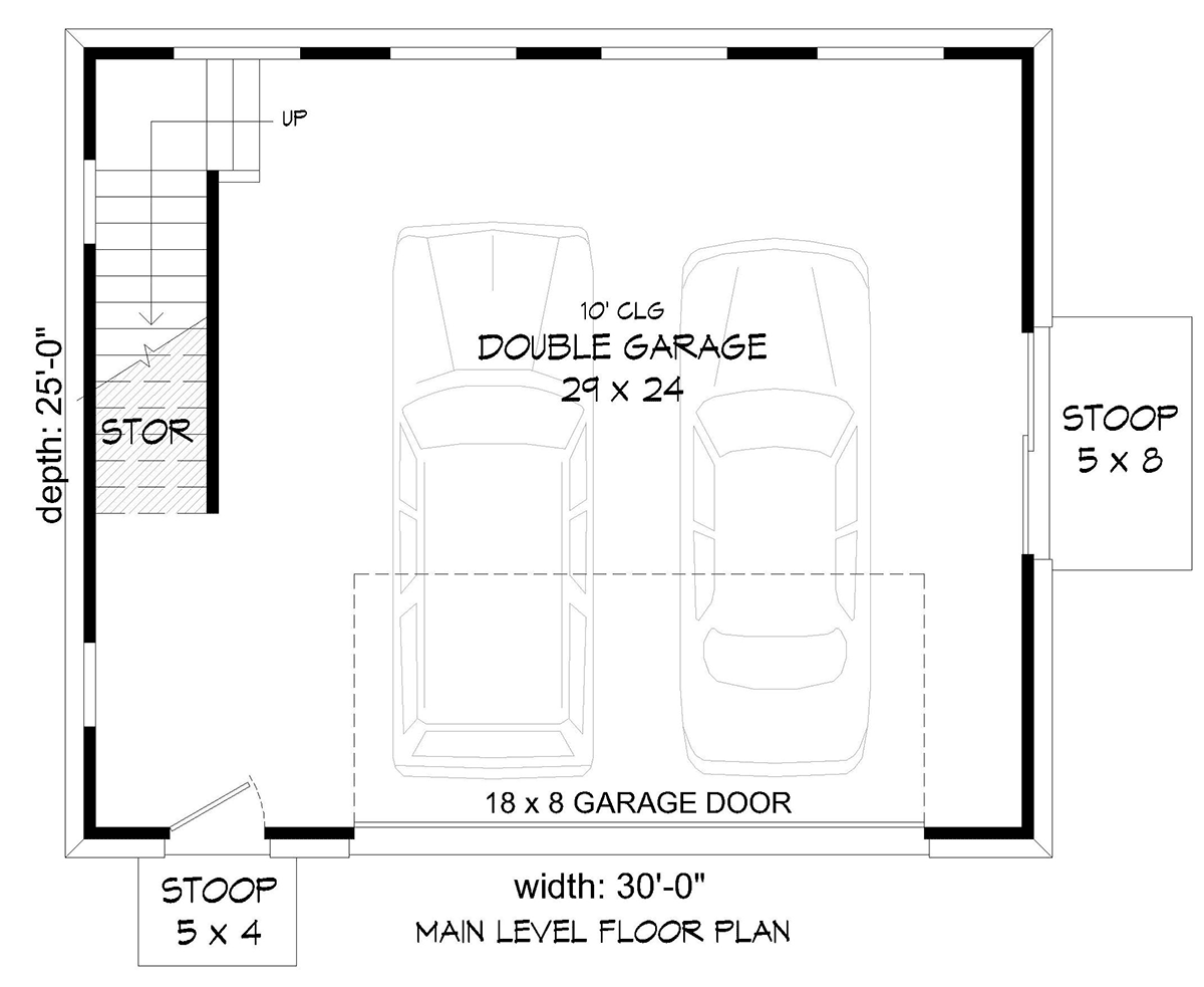 Garage Plan 83447 - 2 Car Garage Level One