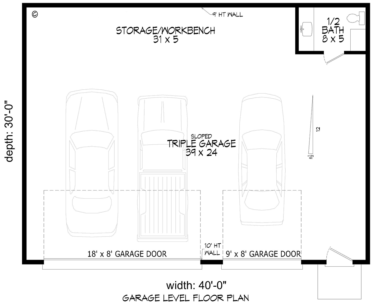 Garage Plan 83479 - 3 Car Garage Level One