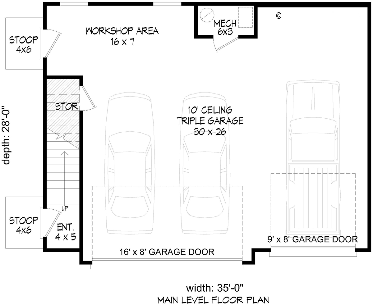 Garage-Living Plan 83486 Level One