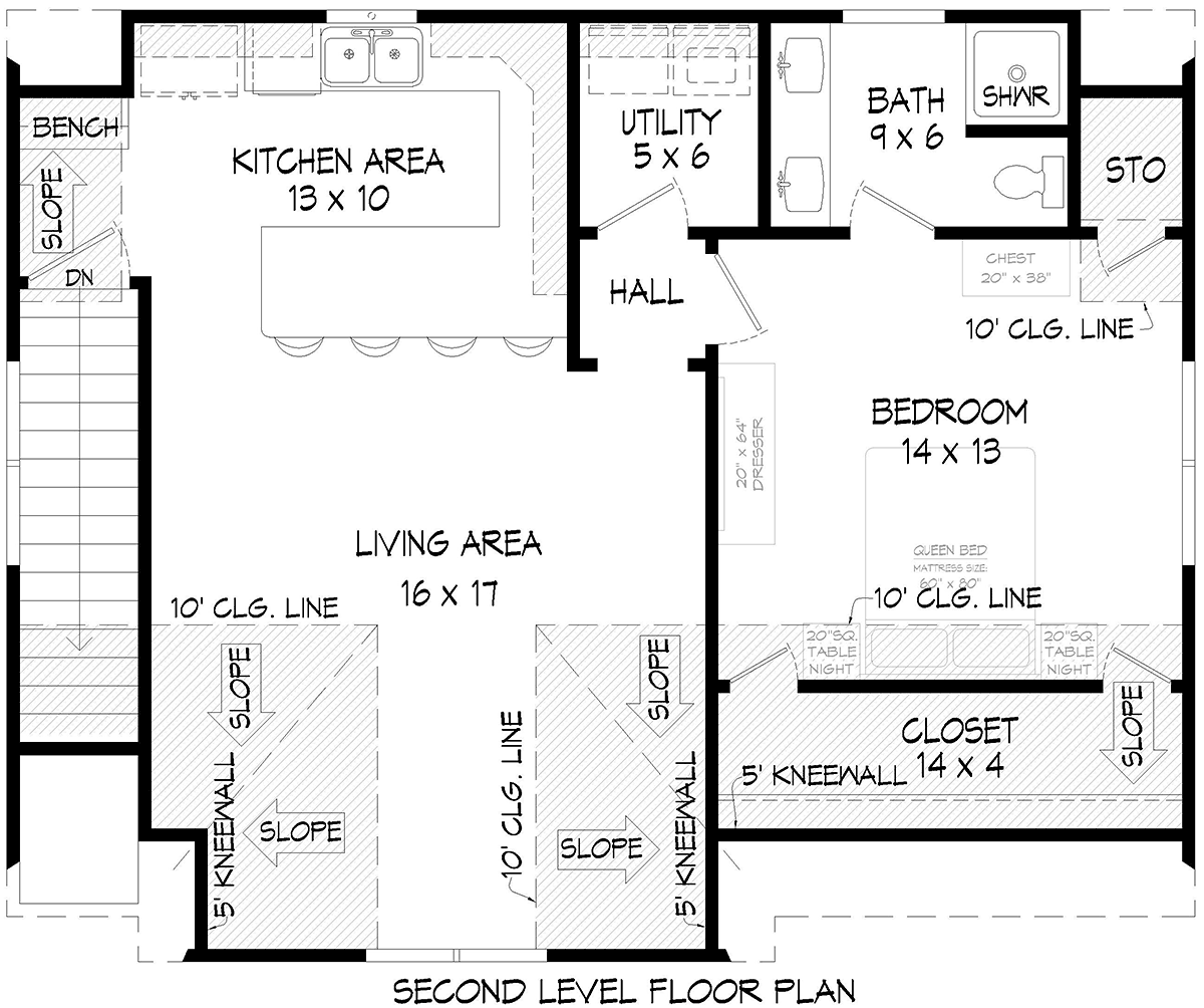 Garage-Living Plan 83486 Level Two