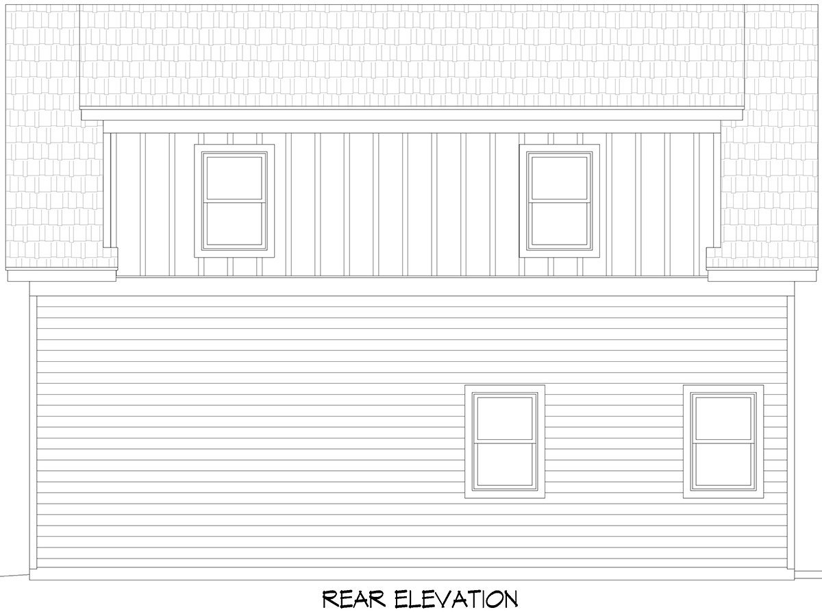 Garage-Living Plan 83486 Rear Elevation