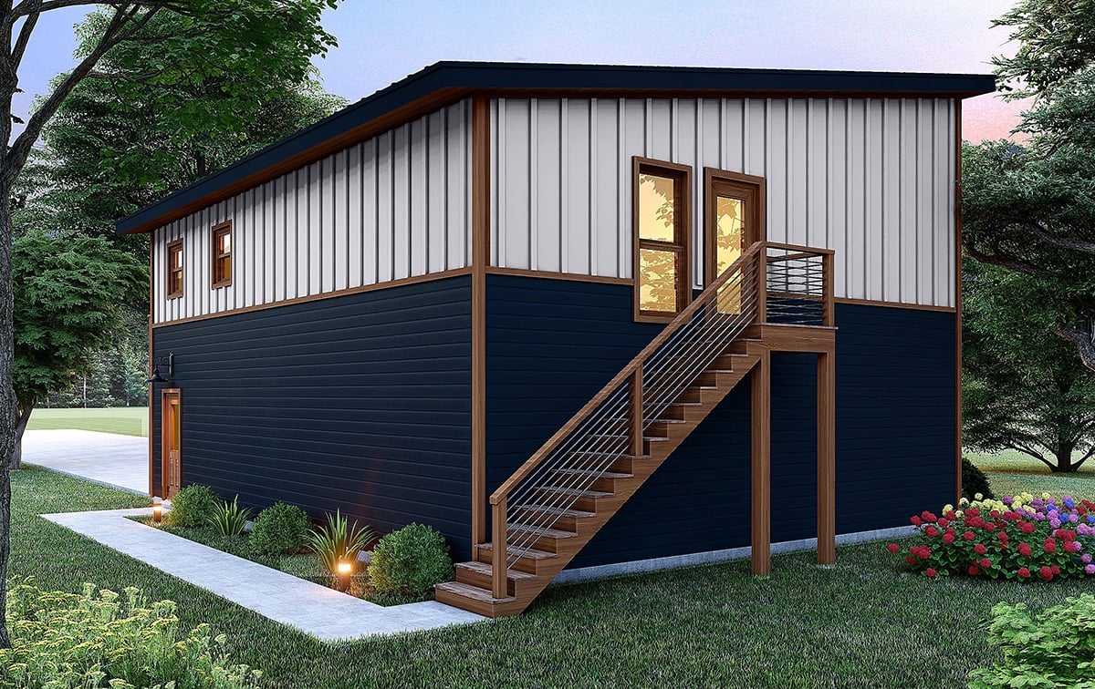 Garage-Living Plan 83493 Rear Elevation