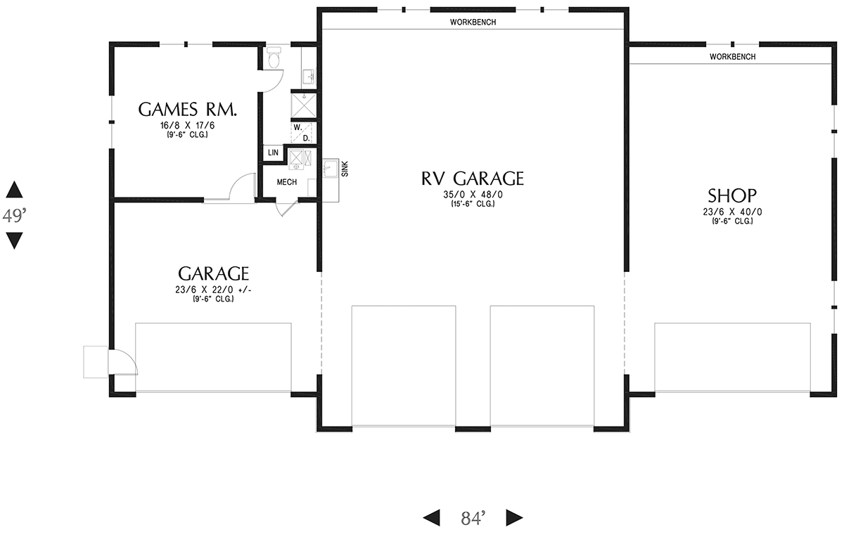 Garage Plan 83520 - 8 Car Garage Level One