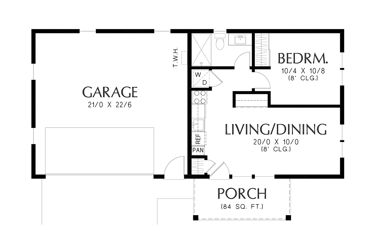Garage-Living Plan 83557 Level One