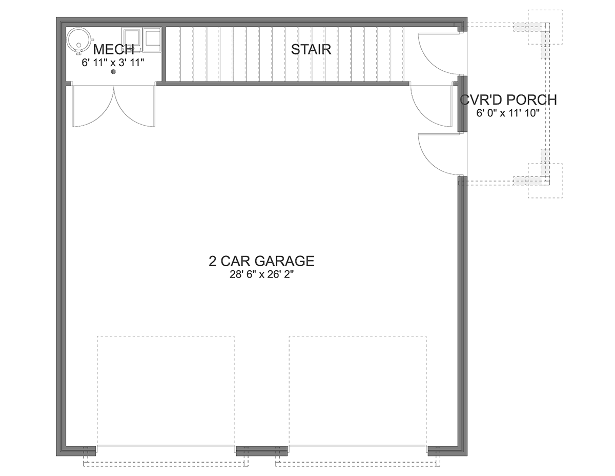 Garage-Living Plan 83647 Level One