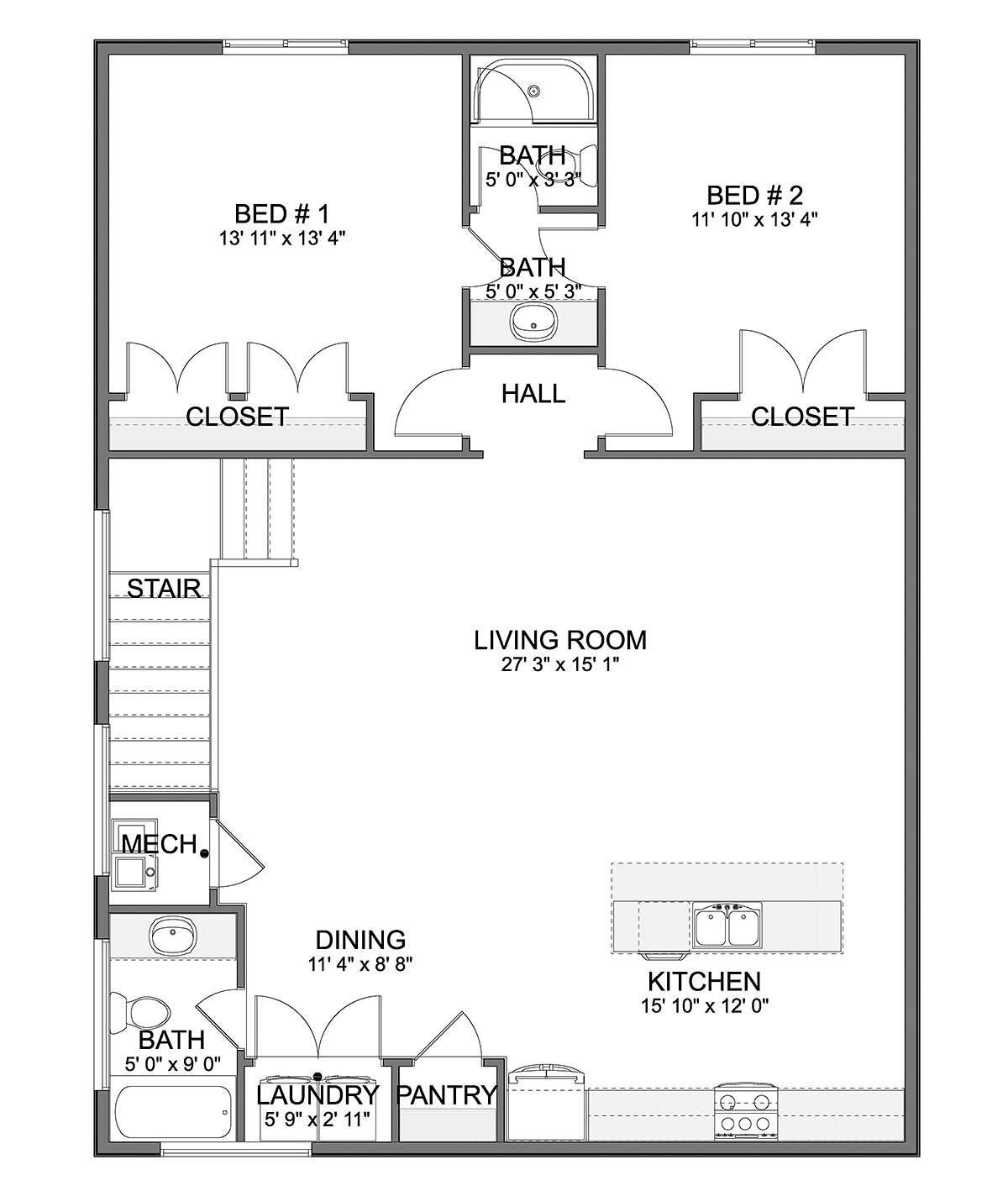 Garage-Living Plan 83664 Level Two