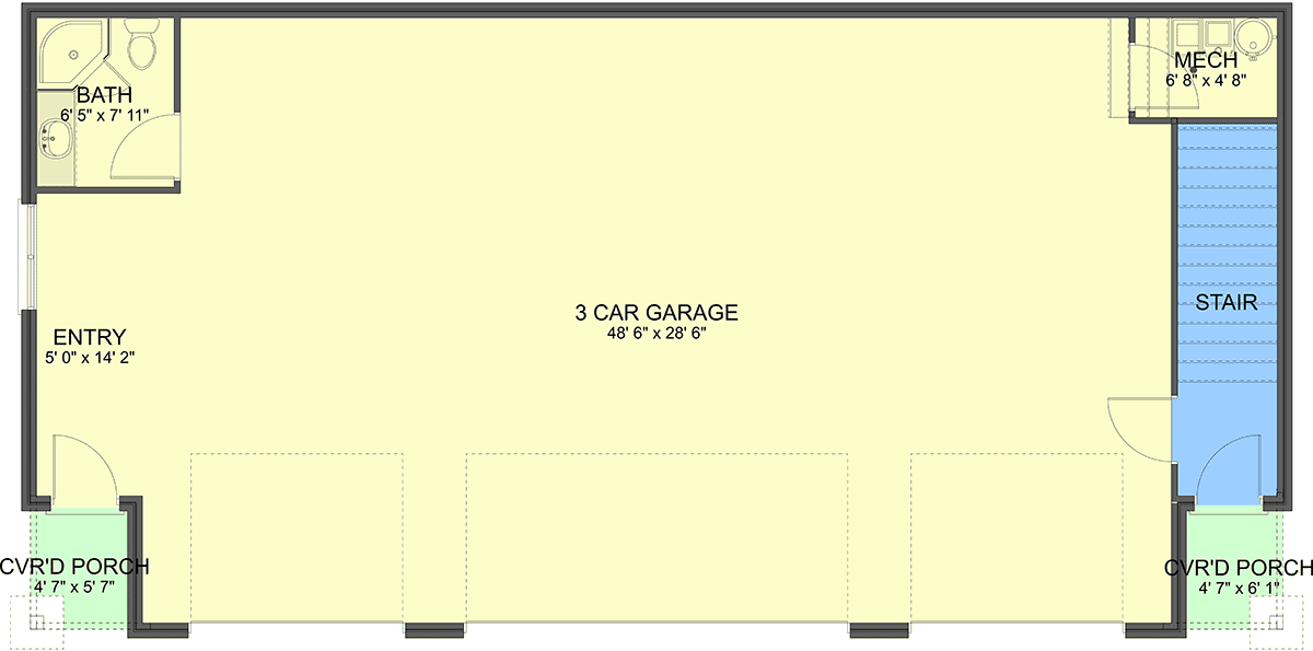 Garage-Living Plan 83690 Level One