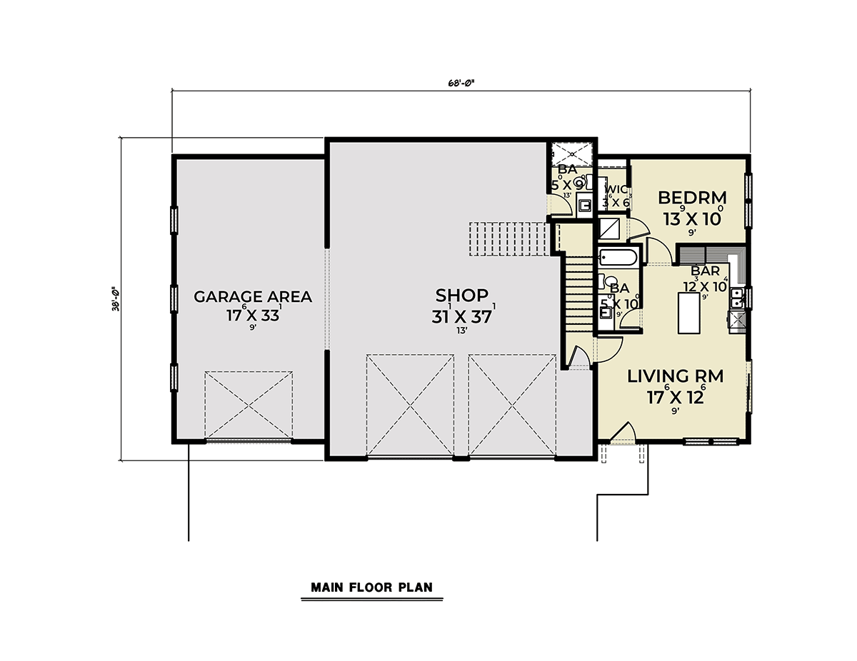 Garage-Living Plan 83811 Level One